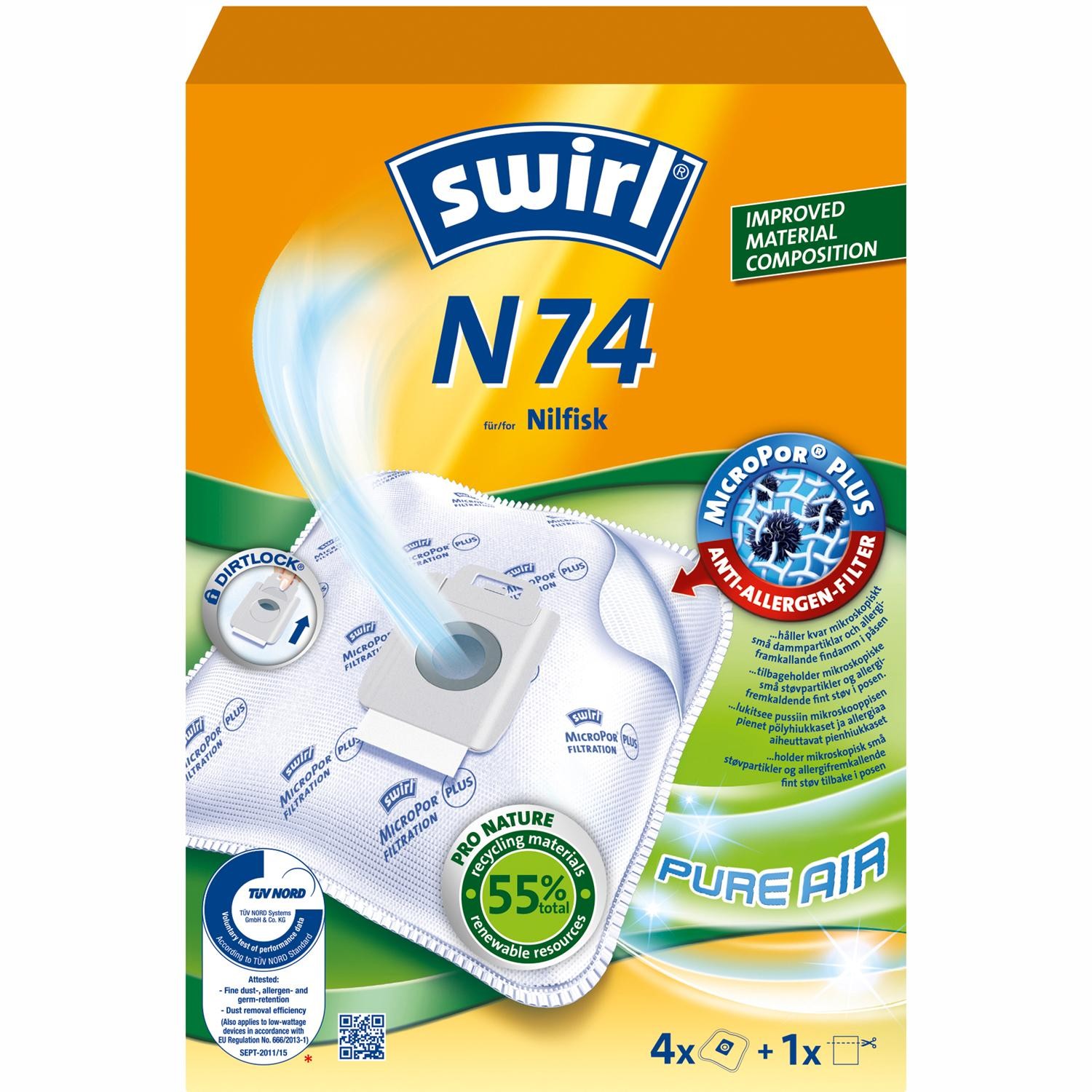 Swirl - Dammsugarpåsar N74 OBS 3X4ST 3ST DFP - 99763