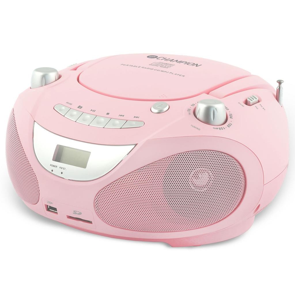 Champion - Boombox CD/Radio/MP3/USB Rosa - ABB200P