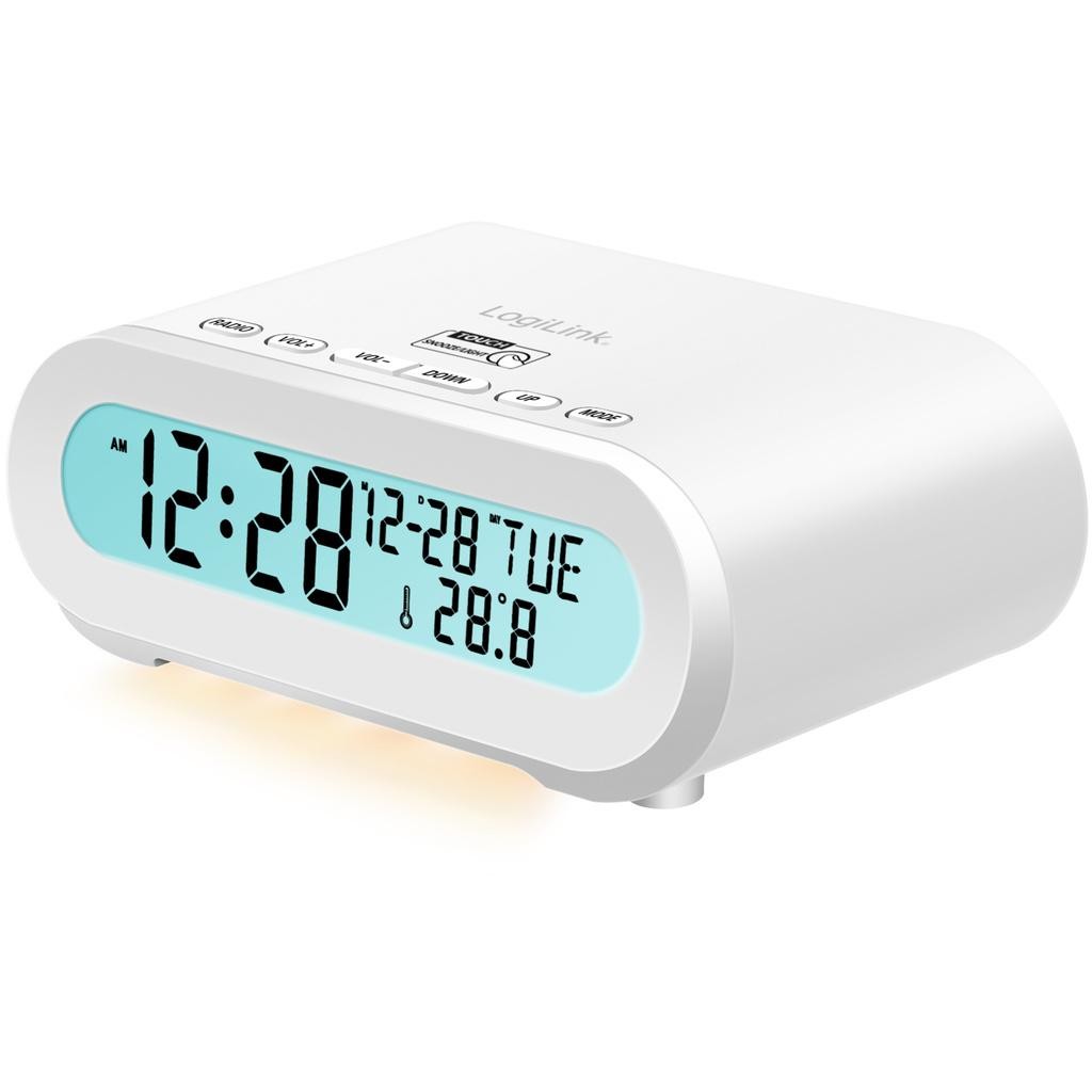 LogiLink - Klockradio Temp/Luftfuktighet USB-C/Batteridrift Vit - A13829