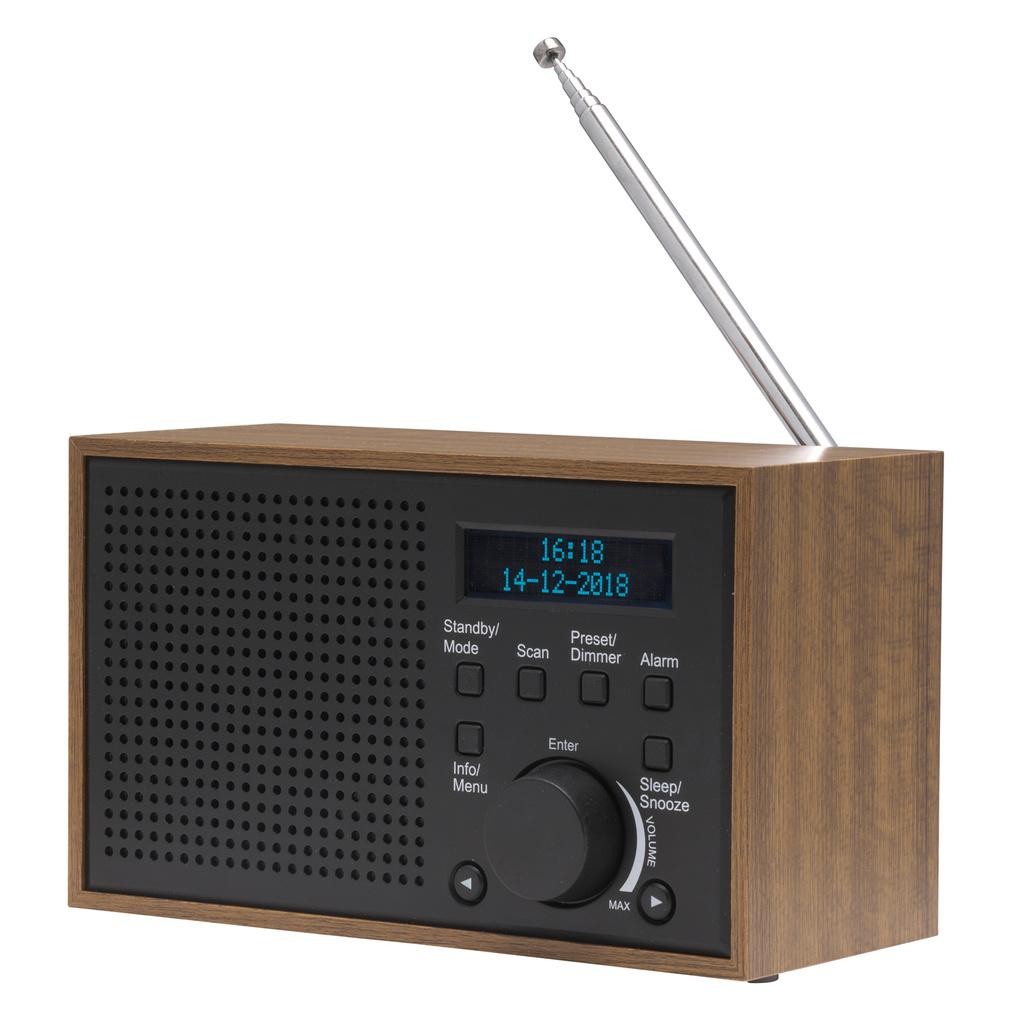Denver - Radio FM DAB+ Klocka Alarm DAB-46DGR Trä/Grafitgrå - DAB-46DARKGREY