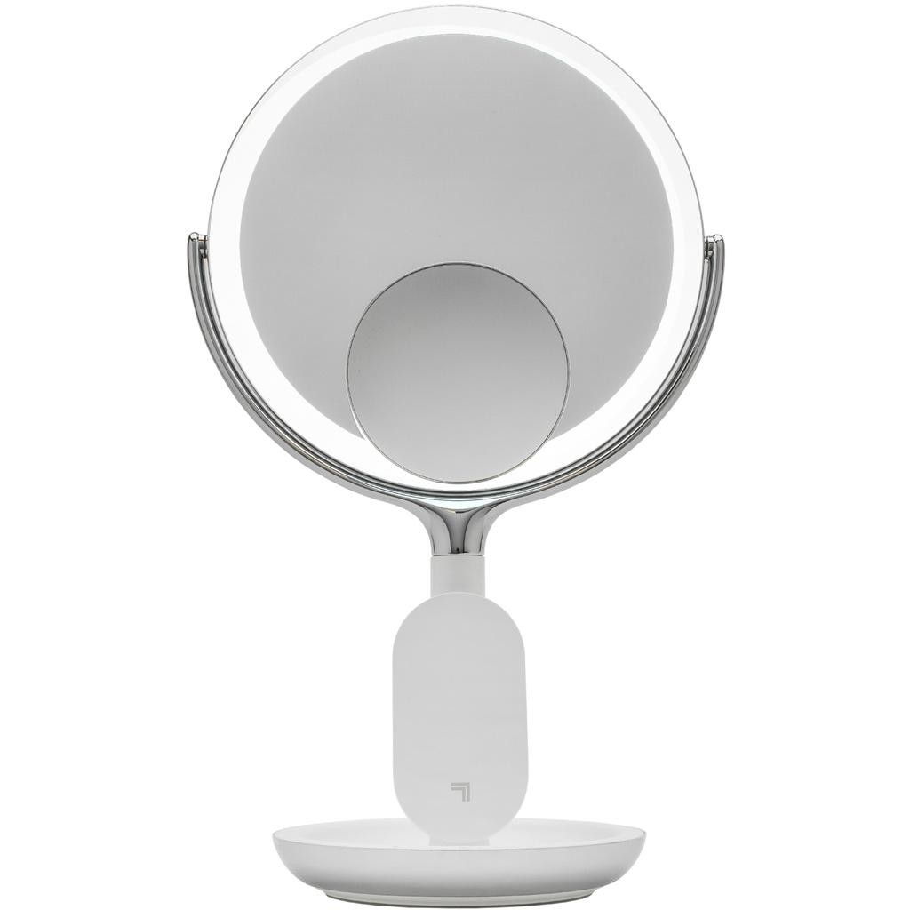 Sharper Image - Bathroom Wireless Charger with Mirror Round LED 8inch - A11455