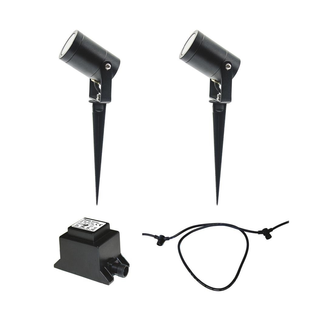 LightsOn - Luna Startpaket 2 x Trädgårdsspot Svart - 5082LI