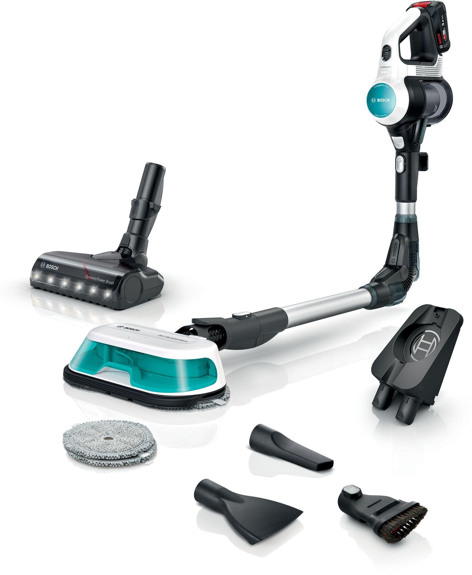 Bosch - BCS71HYG2 - Sladdlös 2 i 1 Dammsugare och Mopp, Unlimited 7 ProHygienic Aqua, Vit