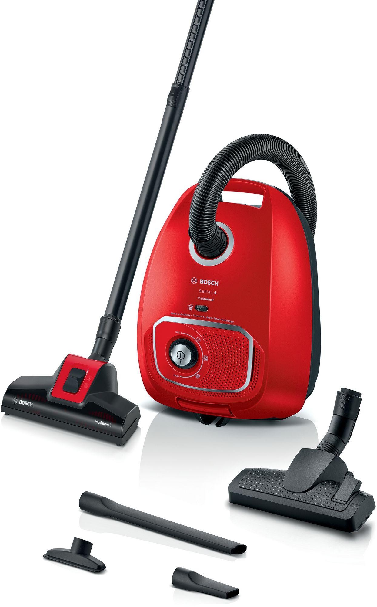 Bosch - BGB41PET1 - Serie 4, Dammsugare med påse, ProAnimal, Röd