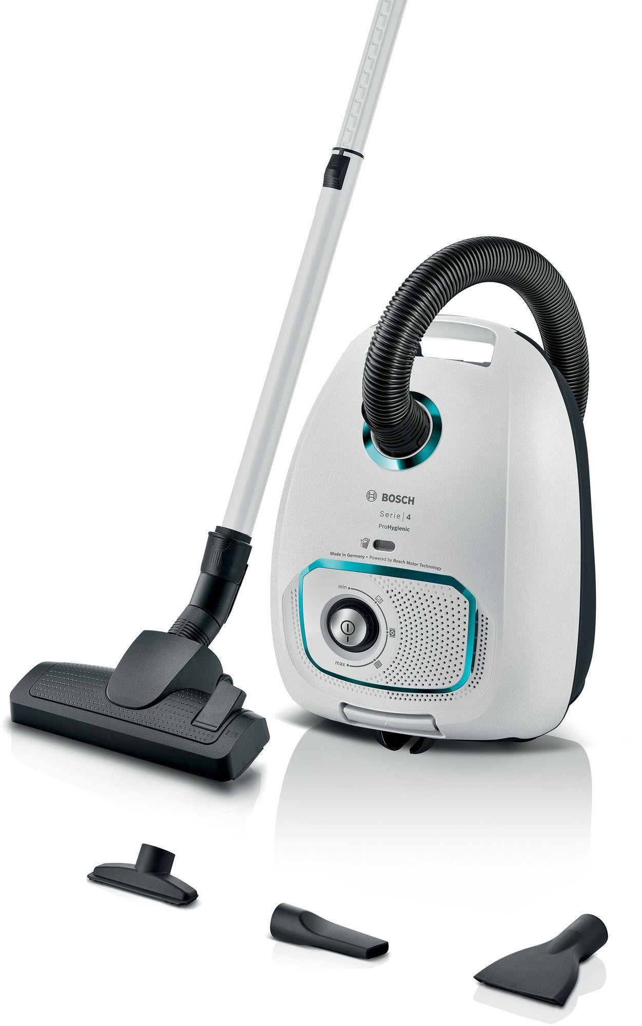 Bosch - BGD41HYG - Serie 4, Dammsugare med påse, ProHygienic, Vit