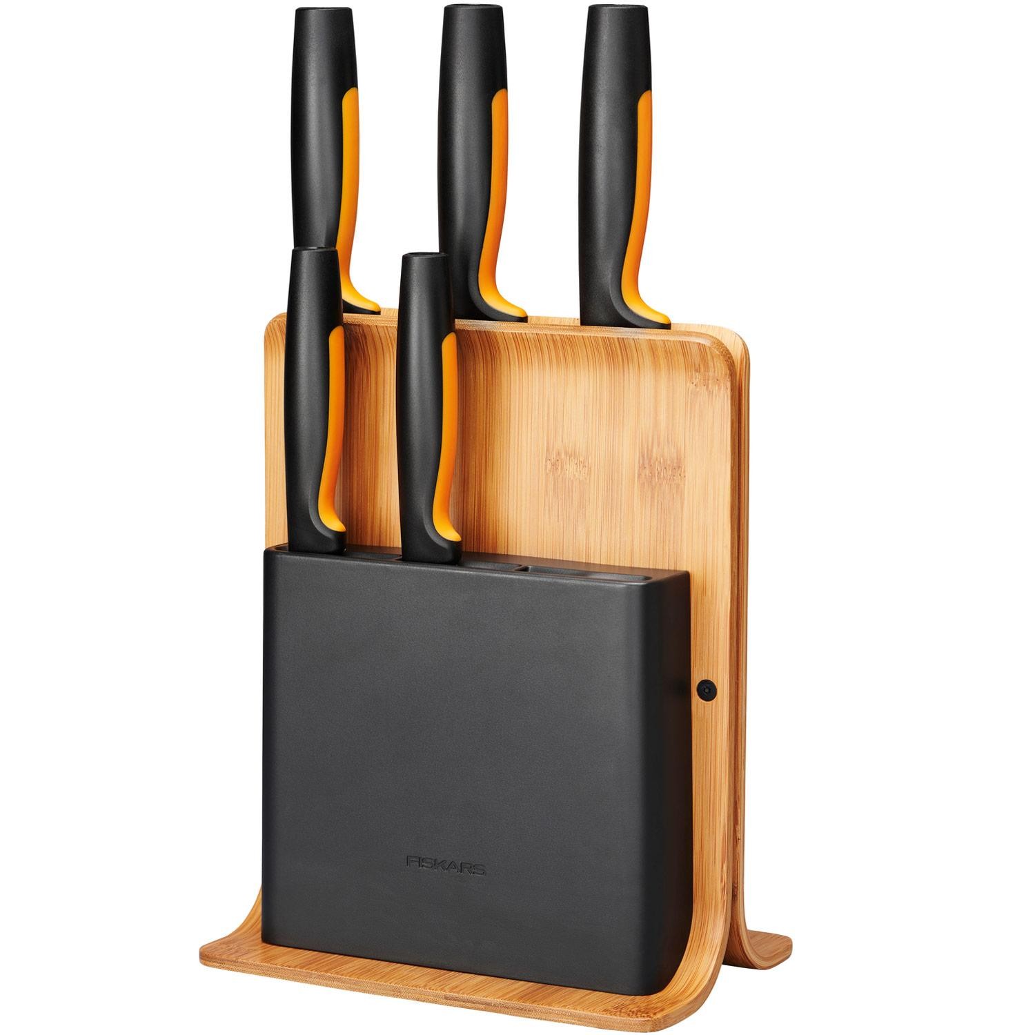 Fiskars - Knivblock i bambu med 5 knivar FF - 1057552