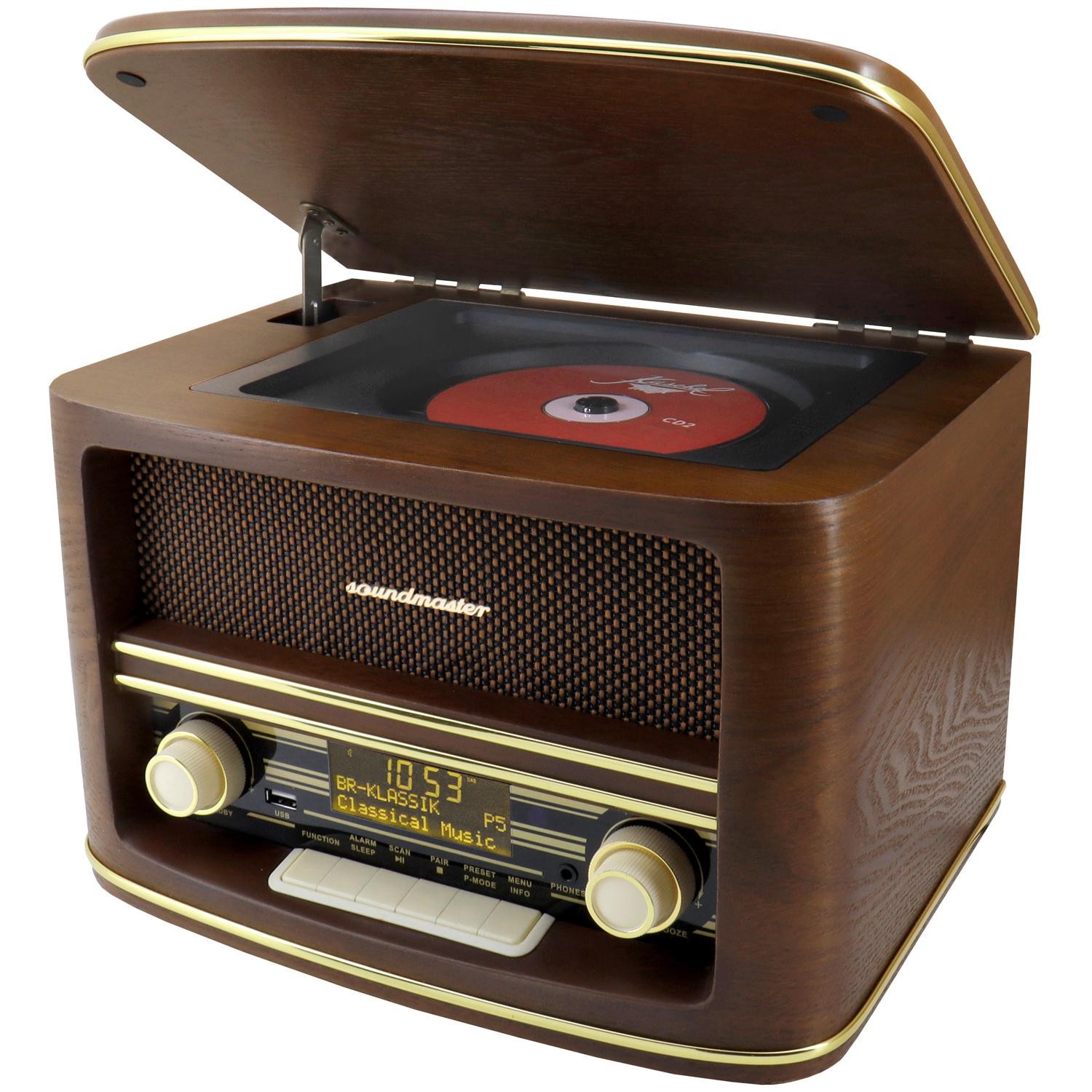 Soundmaster - Musik-anläggning CD Radio Bluetooth Retro-design NR961 Trä - A10294