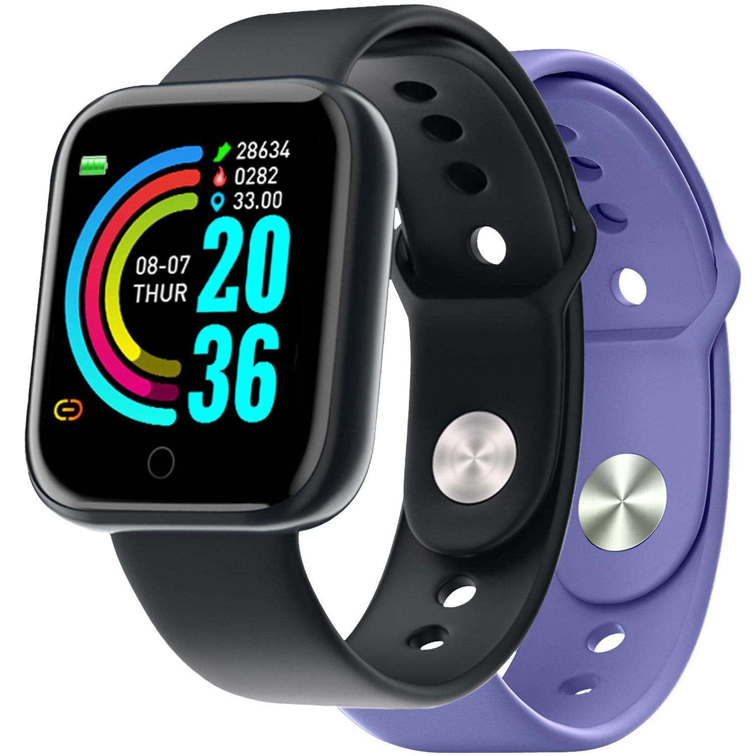 Celly - Trainerbeat Smartwatch med två armband Svart + Lila - A14034