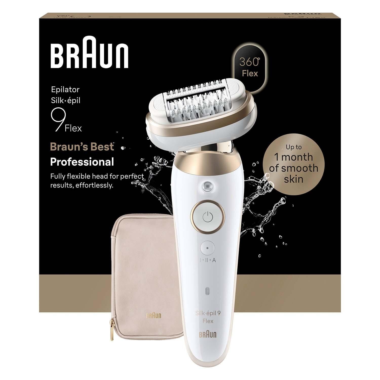 Epilator Silk·épil 9 Flex Wet & Dry, Långvarigt Slät Hud, 9-011 3D, Guld
