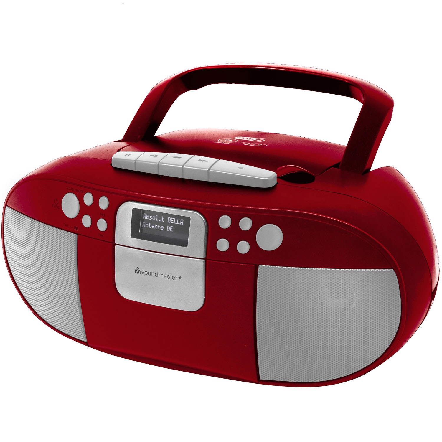 Boombox CD/MP3 DAB+/FM-radio Kassett USB SCD7800RO Röd
