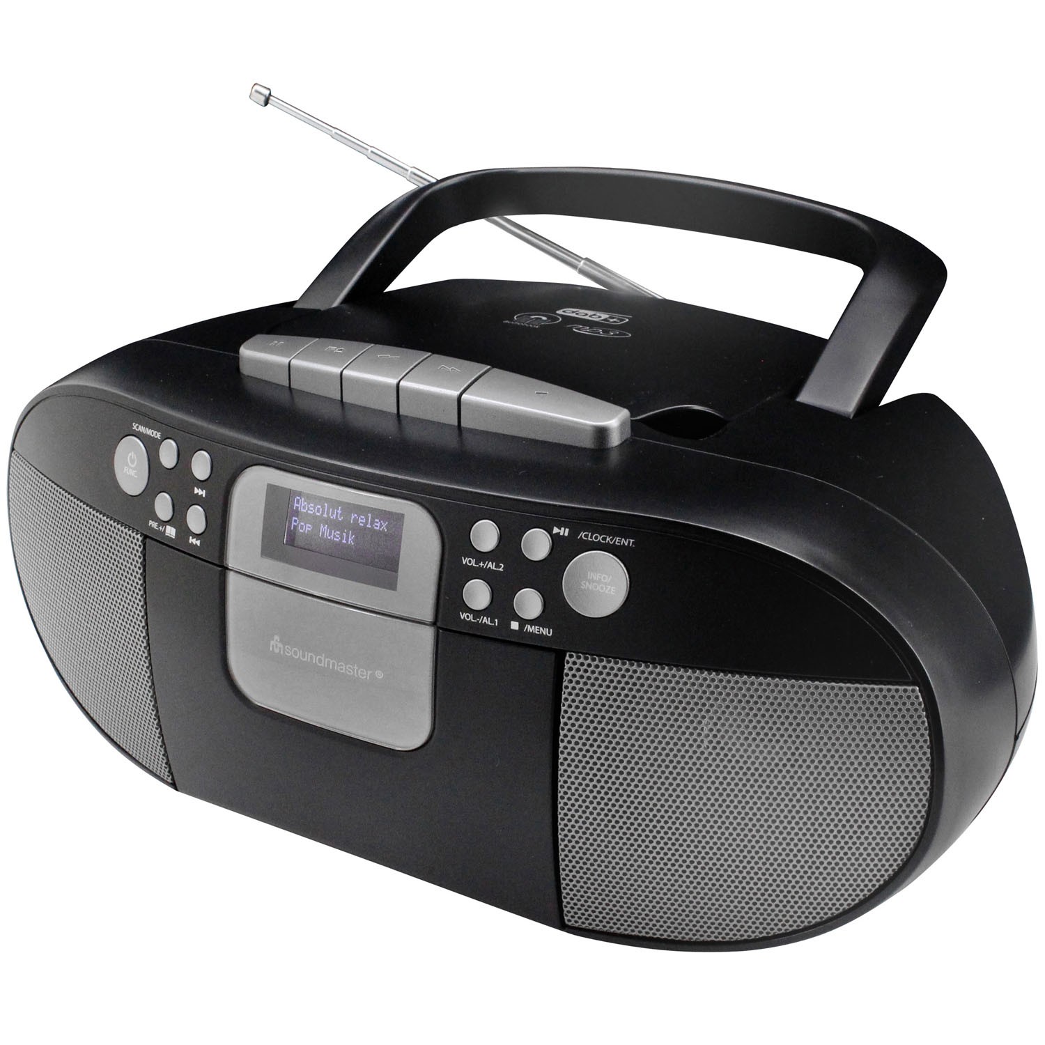 Boombox CD/MP3 DAB+/FM-radio Kassett USB SCD7800SW Svart/Grå